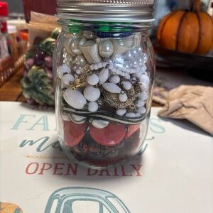 Jar of Mixed Jewelry Beads